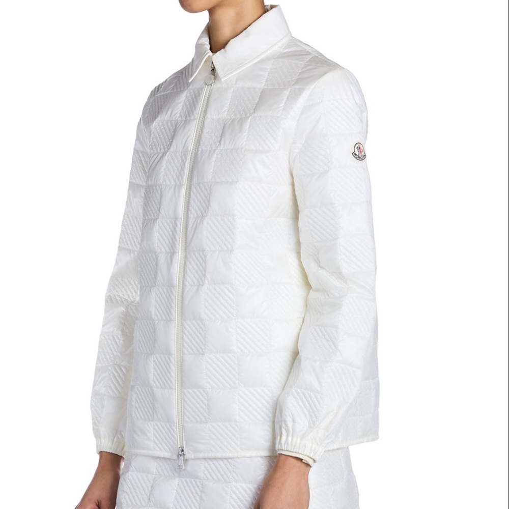 Moncler - Size 8 USA - Checkered Light Jacket  (Moncler 46) Natural / Cream